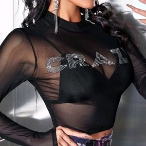 Rhinestone mesh top